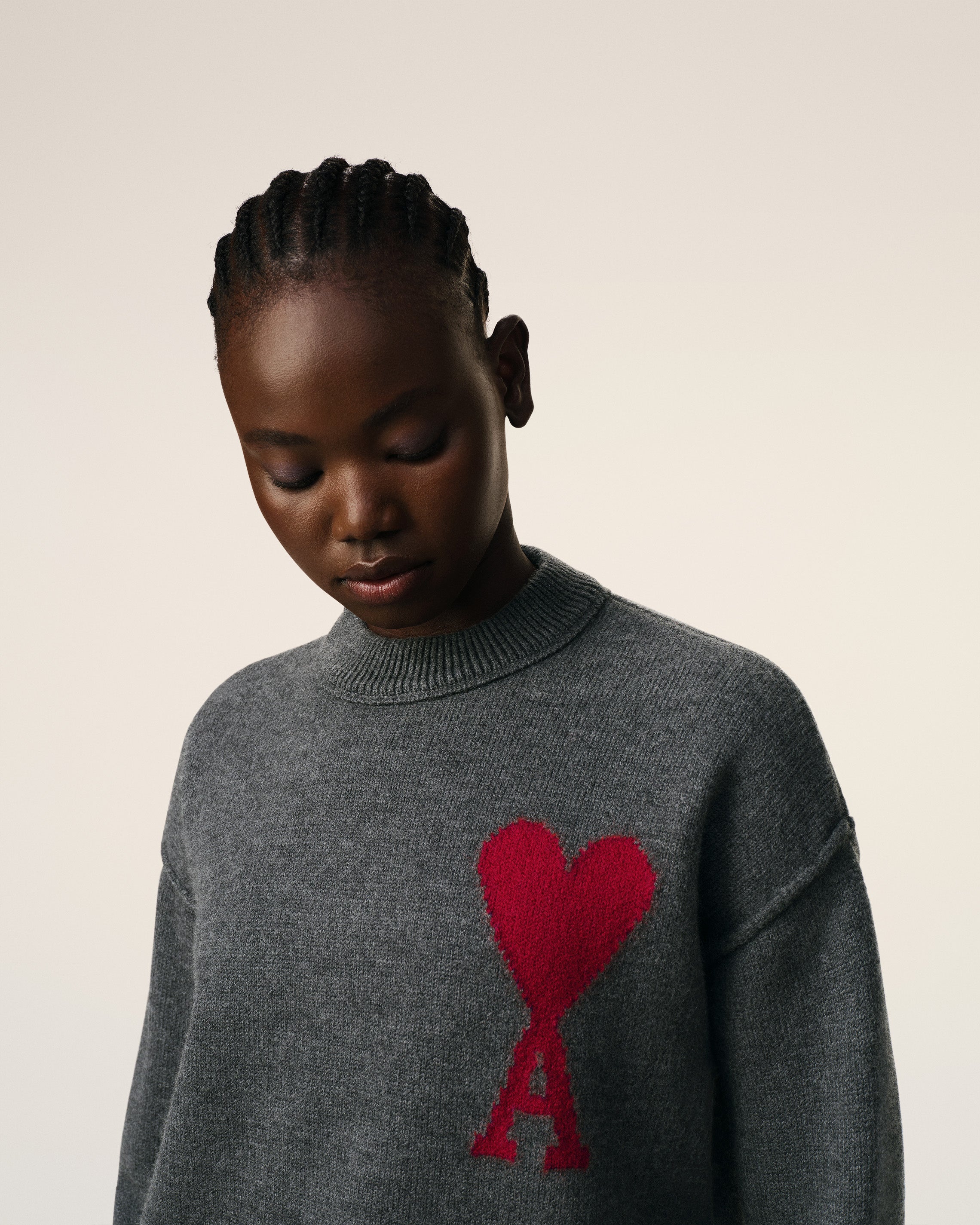 Pull Gris Ami de Coeur En Laine