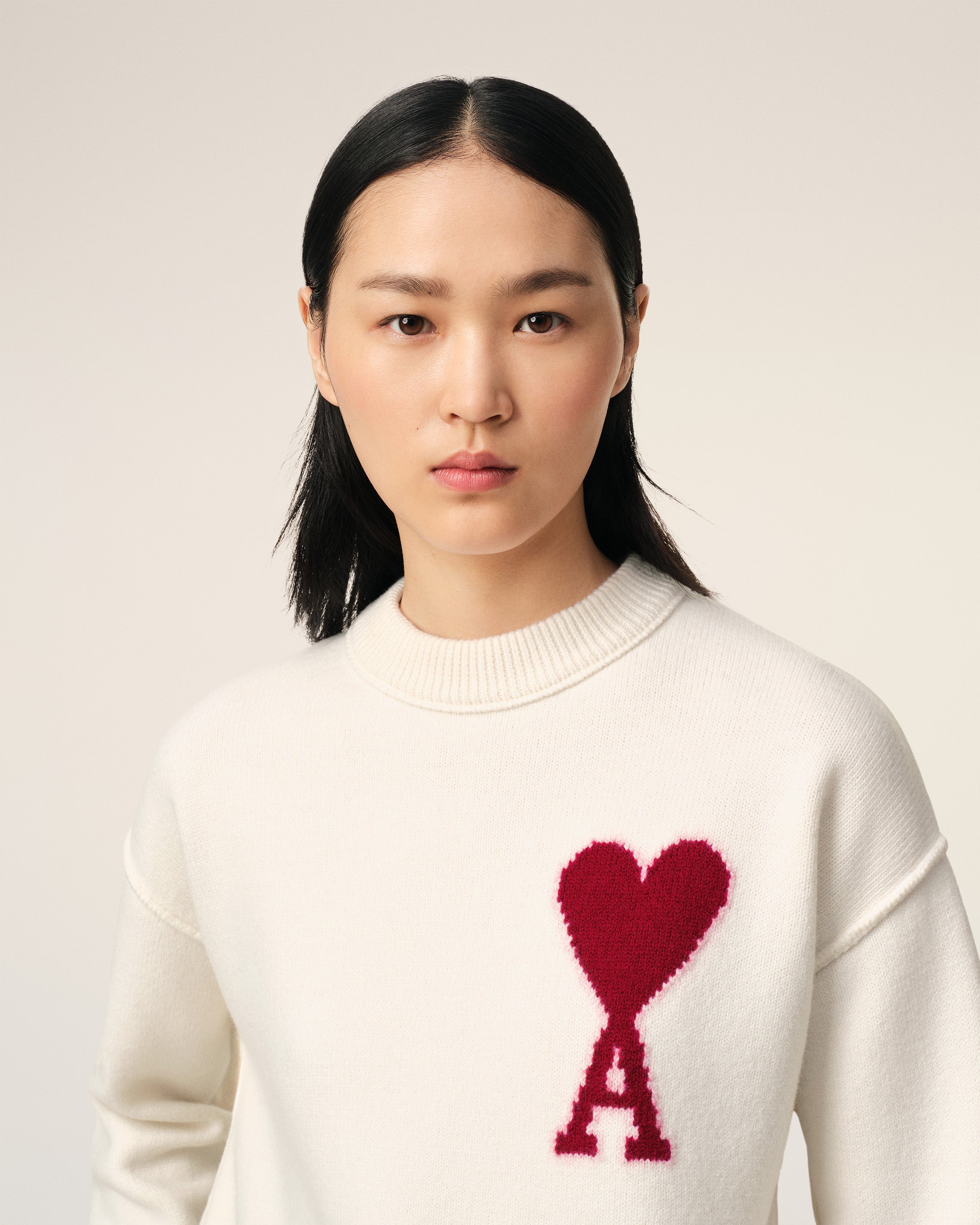 Pull Blanc Ami de Coeur En Laine