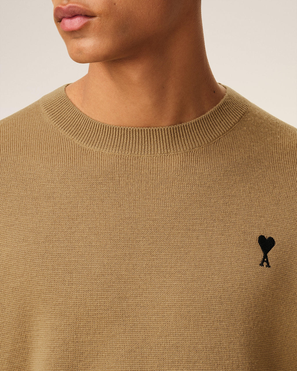 Pull Marron Col Rond Ami De Coeur En Laine