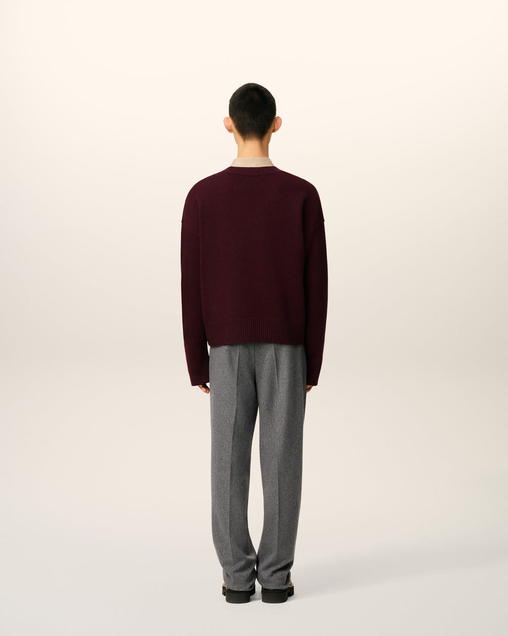 Pull Bordeaux Col V Ami De Coeur En Laine