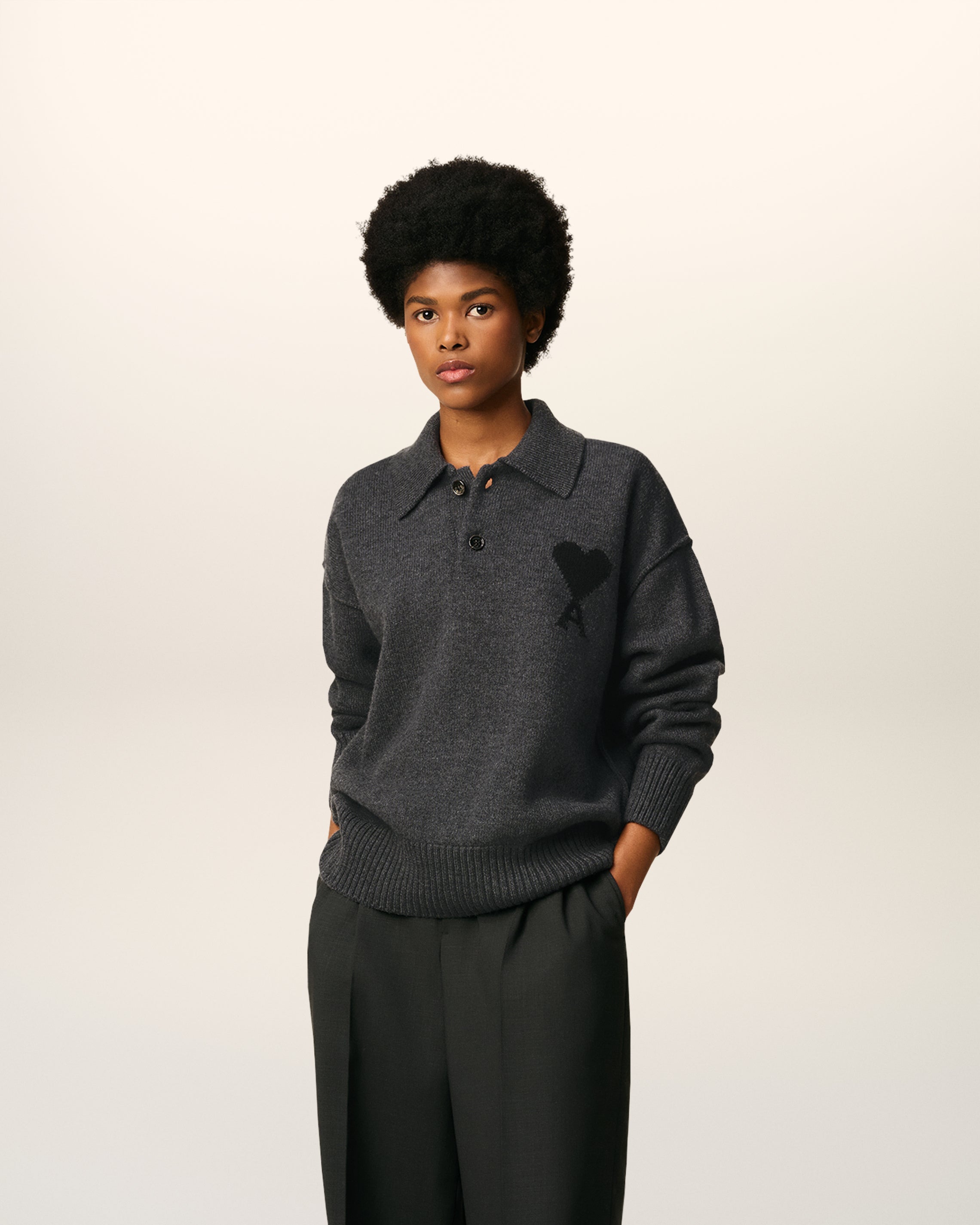 Polo Gris Ami De Coeur En Laine